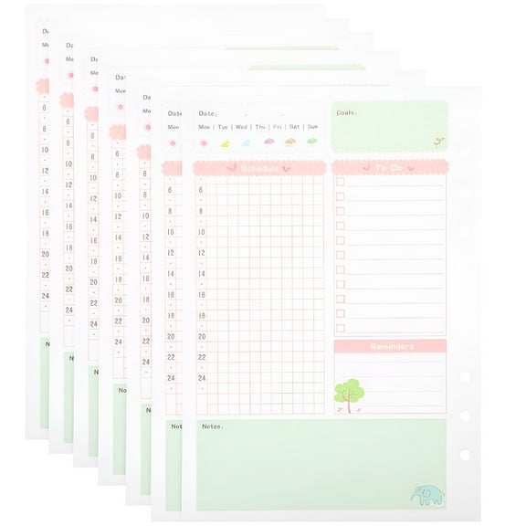 CCOCC 2Pcs A5 Daily Planner Refill Paper,Universal Colorful Refills Inserts Filler Paper Pages for 6-Ring Refillable Binder Journal Notebook
