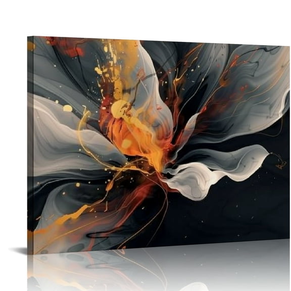 Shiartex Abstract Canvas Wall Art Navy Blue and Gold Living Room Decor Modern Abstract Canvas Painting Picture Framed Artwork Bedroom Bathroom Kitchen Decor 20x16in
