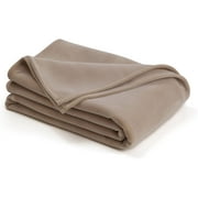 Vellux Blanket Microfiber Solid Tan Full/Twin Soft, Warm, Insulated, Pet-Friendly, Home Bed & Sofa