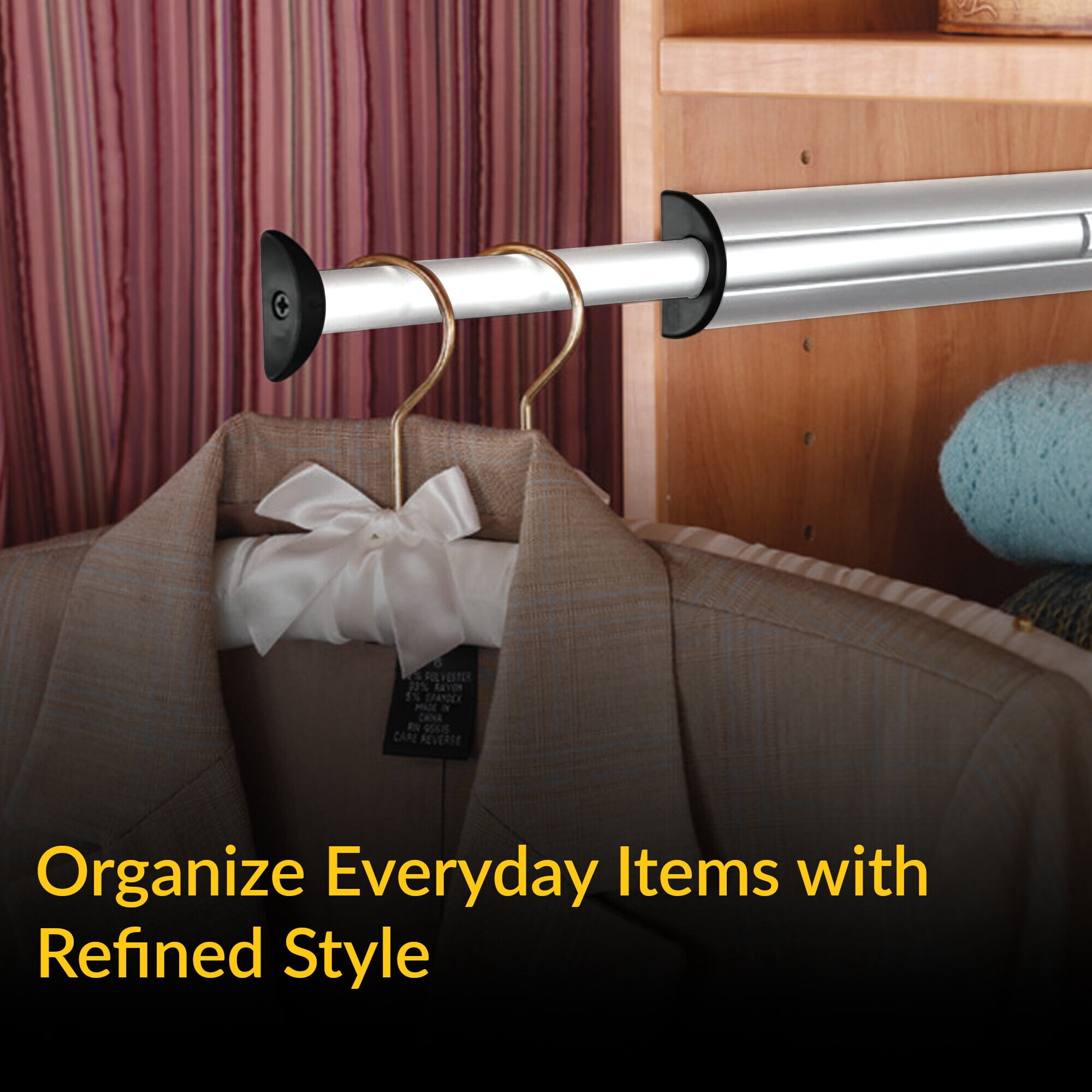 Brixwell QIM9-004 Closet Valet, For clothes hangers and hanging garment bags 7 9/16" Length Chrome Finish
