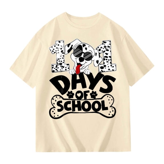 SHenli 100 Day Of School Shirt Round Neck Short-Sleeve T-Shirt Cute Preppy Shirt T-Shirts Toddler To Big Kid Sizes