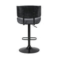 thumbnail image 5 of Armen Living Indoor Brooklyn Adjustable Swivel Gray Faux Leather and Black Wood Bar Stool with Black Base, 5 of 11