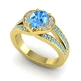 thumbnail image 2 of Diamond-Capitals 2.35 Carat Shiny Oval Cut Blue Topaz & Aquamarine Gemstone Wedding Ring for Fiancee 18K Yellow Gold Size 4, 2 of 8