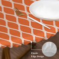 thumbnail image 3 of Orange Morocco Round Tablecloth, Fitted Table Cover with Elastic for 36"-44" Round Tables, Nautical Anchor Stripe Modern Geometric Table Cloth Outdoor Indoor Dinning Party Waterproof Tablecloths, 3 of 7