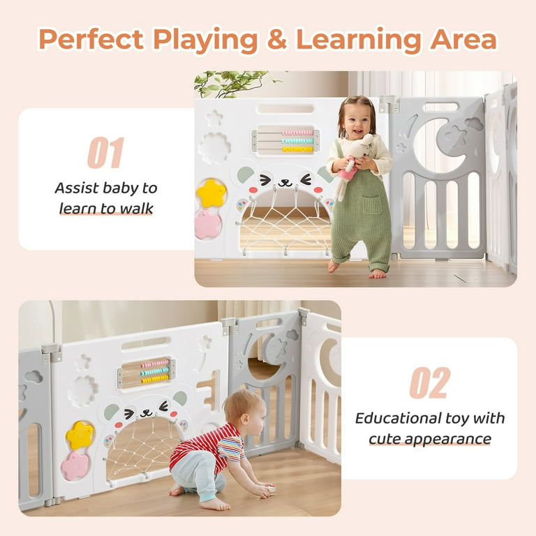 Neche Foldable Playpen, 10 Panel Play Yard for Babies and Toddlers