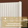 thumbnail image 5 of Merluxy Bed Frame Queen Size Upholstered Bed Wingback Headborad Velvet Channel Tufted/No Box Spring Needed/Cream, 5 of 9