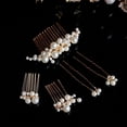 thumbnail image 3 of 5 Piezas Peineta para el Cabello de Novia con Perlas, Peinetas Laterales para Novia con Diamantes de imitación, Pinzas para el Cabello, Tocado de Boda Nupcial con Perlas Vintage, Juego de Horquillas, 3 of 3