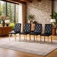 thumbnail image 3 of TesNus Dining Chairs Set of 4, 35" Height Black PU Leather Tufted Back Upholstered Chairs with Gold Metal Legs for Dining Room Kitchen, 3 of 9
