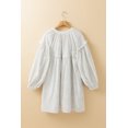 thumbnail image 6 of Women's White Stripe Checkered Frilled V Neck Bracelet Sleeve Babydoll Dress | [ZhiHiMeRi] | (US 12-14)L, 6 of 12