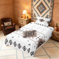 thumbnail image 3 of Manfei Boho Aztec Twin Sheets, White Taupe Tribal Geometric Bedding, Reversible 3 Pieces1 Flat Sheet + 1 Fitted Sheet + 1 Pillowcase, 3 of 6
