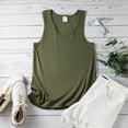 thumbnail image 7 of Women Summer Tops Women Sleeveless Summer Casual Tops O Neck Solid Color Casual Shirts Loose Fit Blouse Women's Shirts Sleeveless Tunic Loose Fit Tank Top Dresses for Clothes Woman Denim Army Green XL, 7 of 7