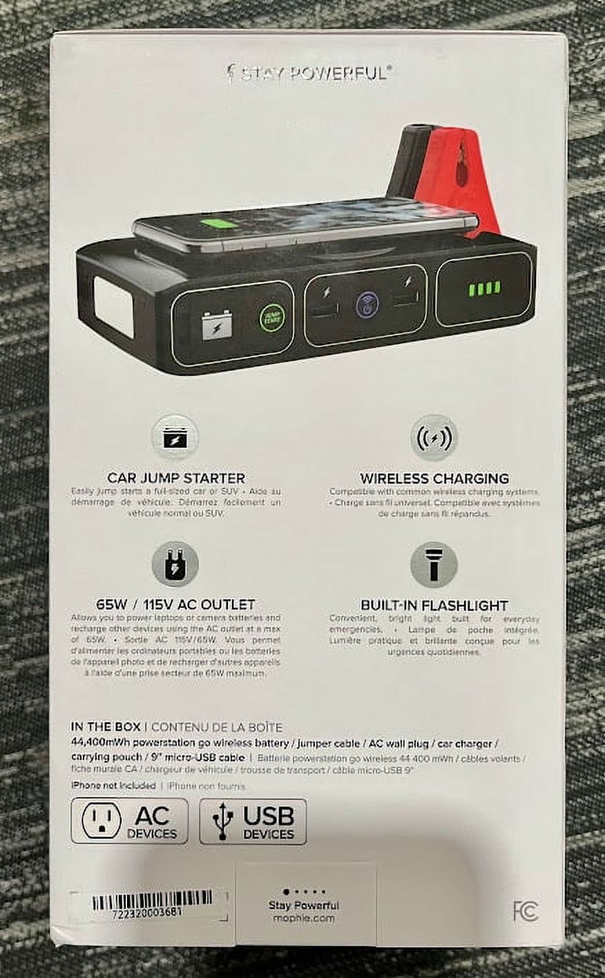 Mophie Powerstation Go Car Jump Starter with AC Outlet & Wireless Charging-Black - image 2 of 2