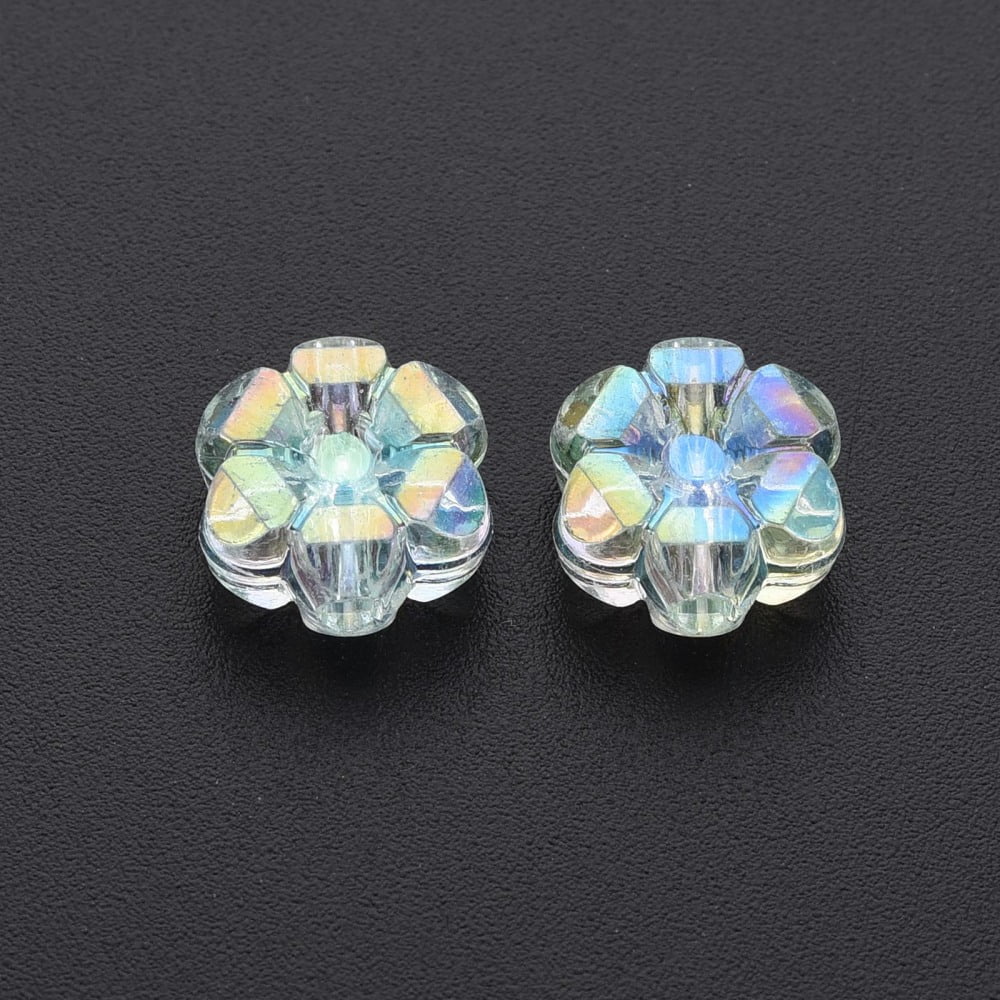 500gs Transparent Acrylic Beads AB color Flower Honeydew 10x5mm Hole: 1.8mm about 1650pcs/500g