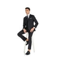 thumbnail image 4 of Wehilion Men’s Slim Fit Suit One Button 3-Piece Blazer Dress Business Wedding Party Jacket Vest & Pant Black S, 4 of 7