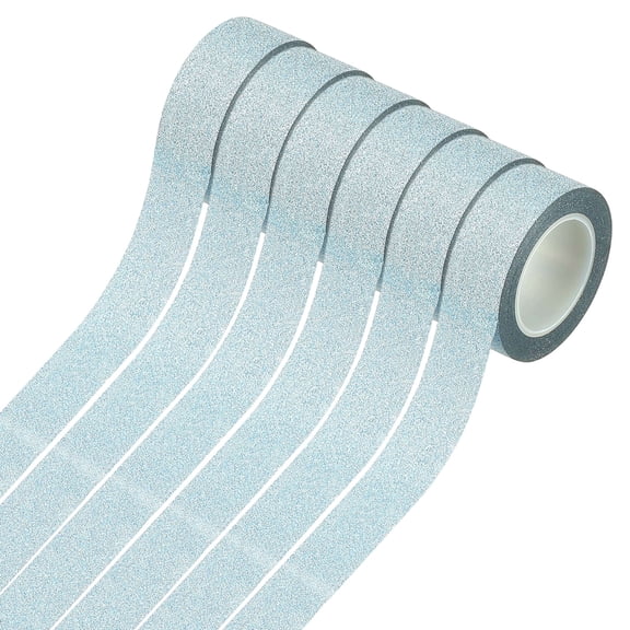 Uxcell 6Pcs Glitter Washi Tape, Colored Masking Tape Stickers, Blue