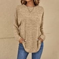 thumbnail image 3 of KBZDBZC Womens T Shirts Women's Autumn and Winter Round Neck Long Sleeved Stripe Loose Casual T Shirt Women's Tops (B,S), 3 of 5