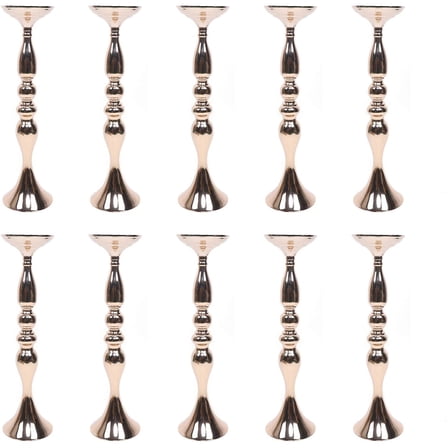 Set of 10 Gold Candle Holder 19.5" Metal Taper Candelabra Vintage Tall Candle Stick Flower Vase Table Centerpieces Candlestick Holders Stand Set for Weddings Parties Flowers