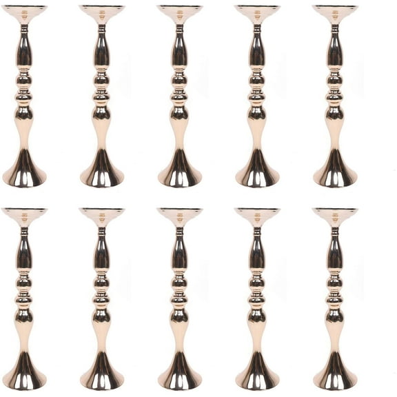 Set of 10 Gold Candle Holder 19.5" Metal Taper Candelabra Vintage Tall Candle Stick Flower Vase Table Centerpieces Candlestick Holders Stand Set for Weddings Parties Flowers