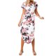 thumbnail image 4 of Vestido largo con estampado floral Vestido de fiesta dividido de cintura alta con cuello en V sexy, Blanco, L sidaley AP001373-03, 4 of 7