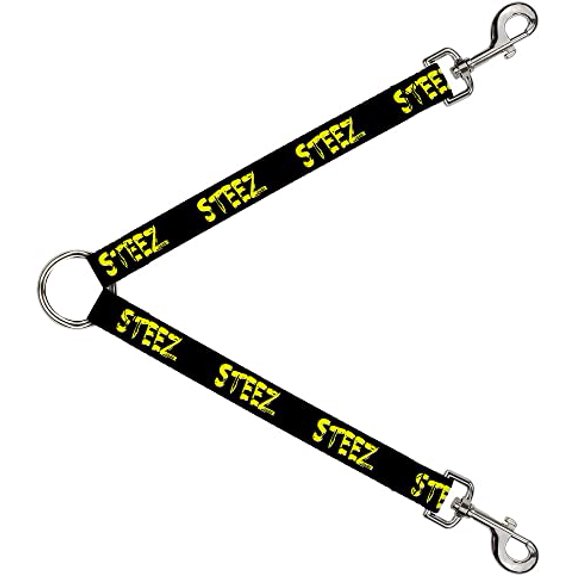 Dog Leash Splitter Steez Brushed Black Yellow 1 Foot Long 1 Inch Wide