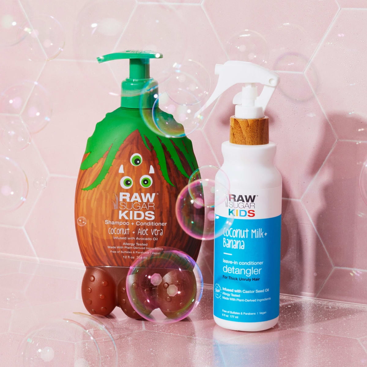 Raw Sugar Kids 2-in-1 Shampoo & Conditioner - Coconut + Aloe Vera, 12 fl oz