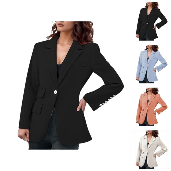 Casual Blazers for Women 2025 Long Sleeve Notch Lapel Collar Slim Fit Business Casual Work Office Jacket