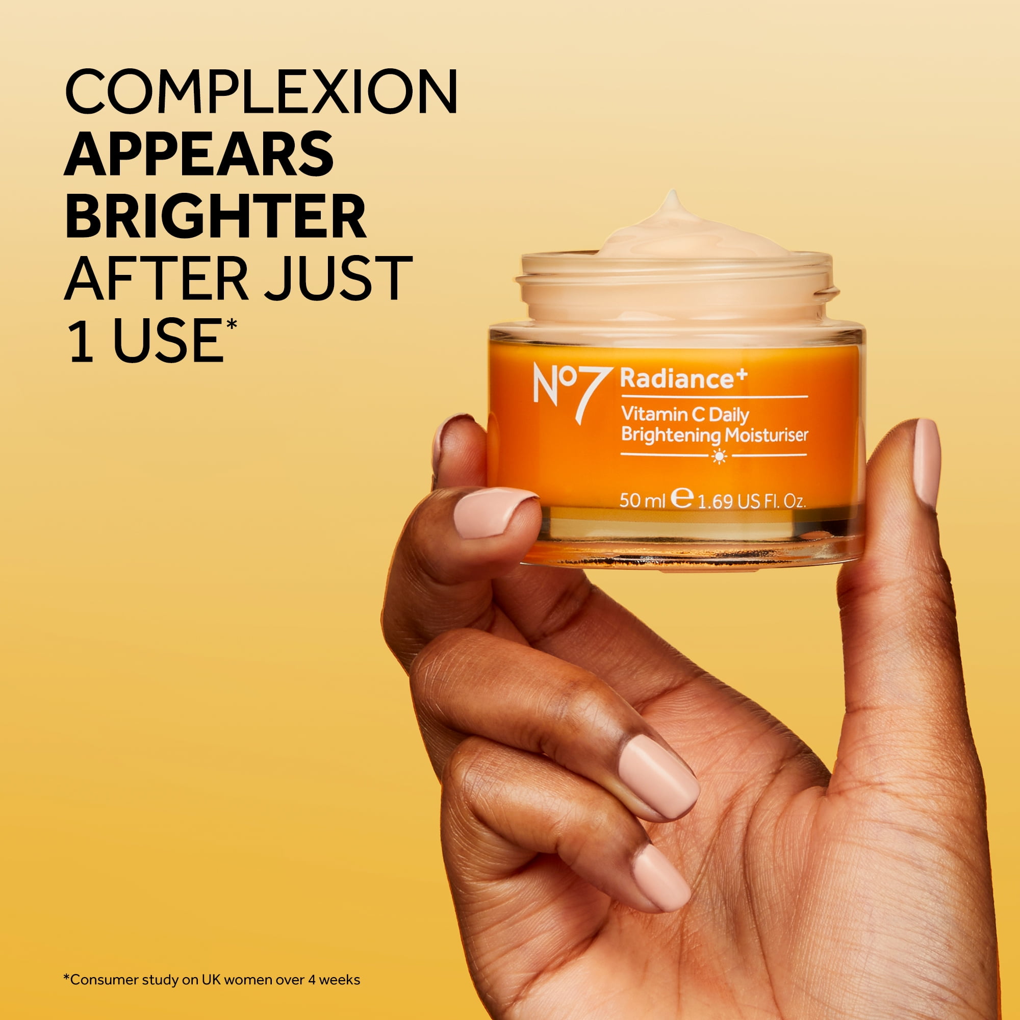 No7 Radiance+ Vitamin C Daily Brightening Face Moisturizer for Dull Skin, All Skin Types, 1.69 oz