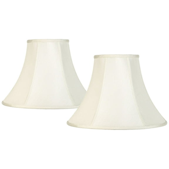 Imperial Shade Set of 2 Bell Lamp Shades Cream Medium 7" Top x 16" Bottom x 12" High Spider Replacement Harp and Finial Fitting