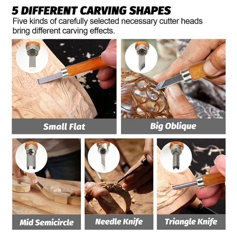 14 in 1 Wood Carving Tools Set - Wood Carving Kit with Detail Wood Knife,  Woodworking Whittling Kit for Beginners, DIY,Gift