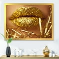 thumbnail image 3 of Designart 'Golden Female Lips' Modern Framed Art Print, 3 of 4