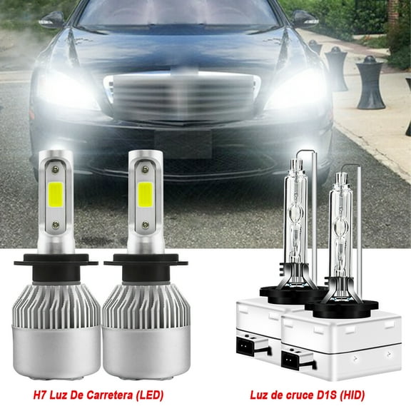For Mercedes-Benz GL450 E350 E320 B200 C250 C350 H7 LED High Beam and D1S Xenon HID Low Beam Headlights