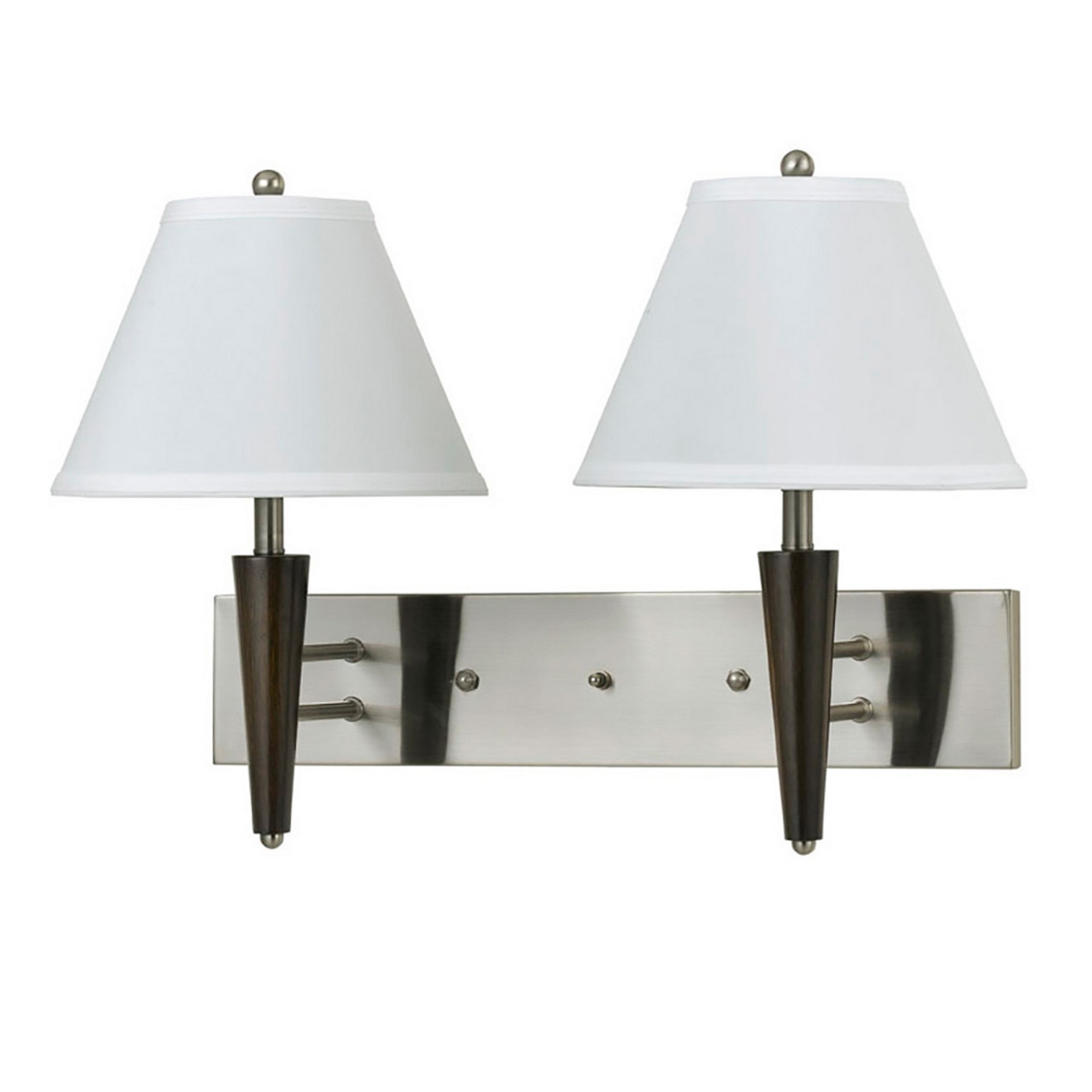 Dual Metal Wall Lamp with Flared Shade and Conical Support,Brown and
