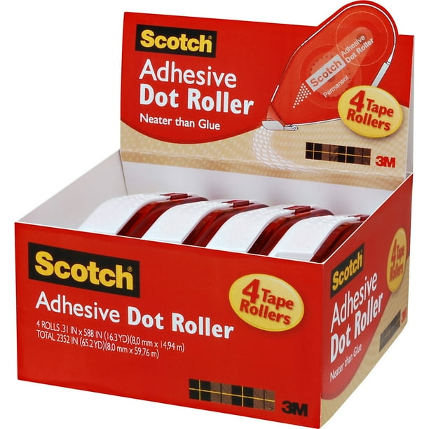 Scotch, MMM6055BNS, Adhesive Dot Roller Value Pack 0.31" x 49', 4