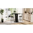 thumbnail image 4 of New 31.5" Round Bar Table & 2 Stools Set, Black Wooden/Metal with Footrest, 4 of 7