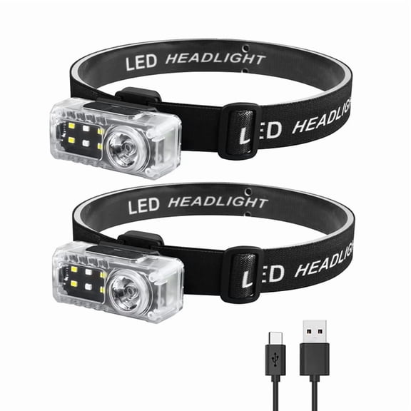 LED Induction Headlamp Motion Sensor Super Bright Headlight USB Charging Outdoor HeadFlashlight for Hiking Fishing,2 x LED Induction Headlamp