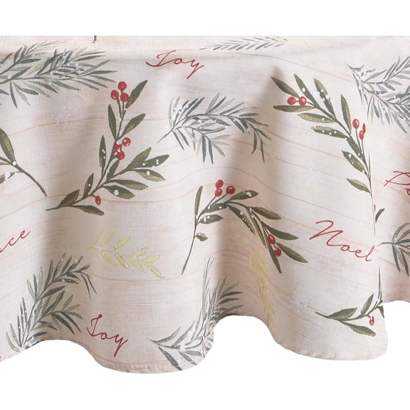Home Fashions Holiday Tree Trimmings Wrinkle Resistant Fabric Christmas Tablecloth, 60"X84", Oval
