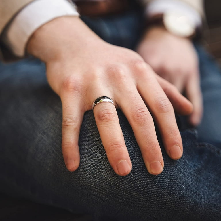 Mens Band, Brushed 6mm Men's or Women's Low Dome Unisex Oxidized Argentium Sterling Silver Wide Ring Recycled store Metal - Made In Your Size