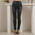 thumbnail image 4 of vigerkar Womens Mid Rise Tummy Control Skinny Jeans - High Waist, Comfortable Stretch and Flattering Fit Black, XL, 4 of 7