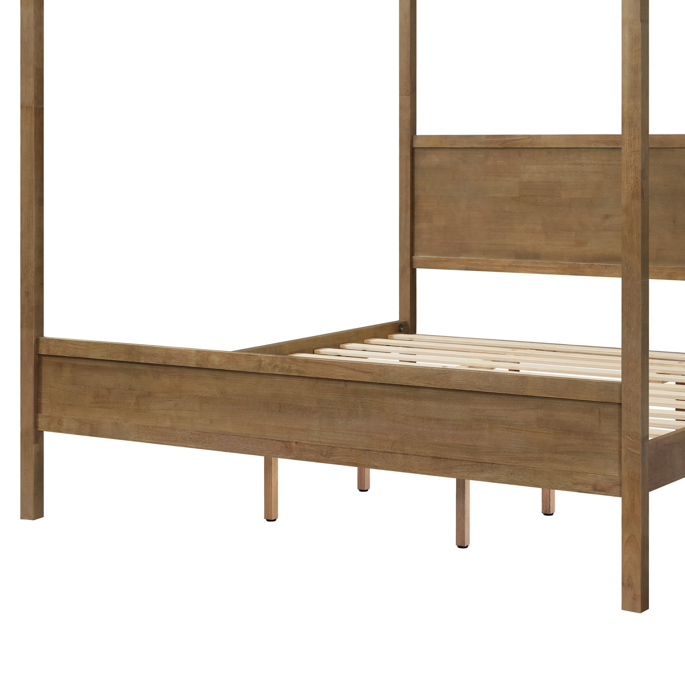 Christopher Knight Home Farmhouse King Canopy Bed Frame with Headboard, Solid Wood Frame, Antique Natural