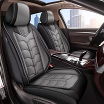 LAONNVIR Car Seat Covers Full Set Fit for Ford Ranger 2019-2024 Waterproof Breathable Leather Seat Protector with Airbag Compatible Automotive 5 Seat Cushions Cover (Black&Grey)