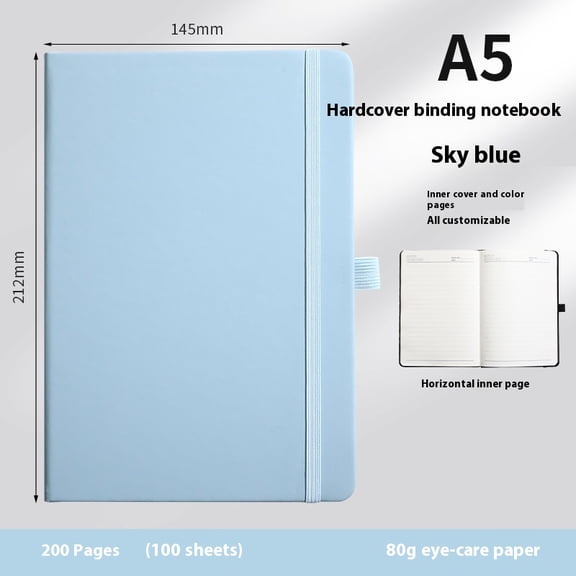 Sky blue Hardcover Journal Notebooks, 1 Packs 200 Pages A5 Lined Journal Notebook for Writing,Classic Ruled Notebooks for Note Taking, Diary Notepad, use in Office/Travel/Study