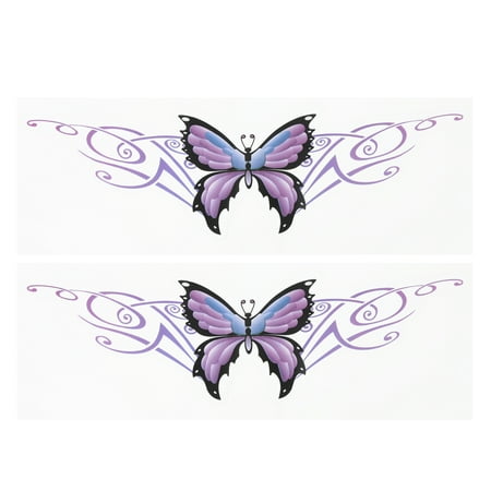 2pcs Purple Butterfly Pattern Personality Auto Car Trunk Emblem Badge Adhesiv Decal Sticker