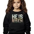thumbnail image 4 of He Is Risen Christian Sweatshirt for Women - Floral Easter Faith Crewneck Black Sweatshirt Youth Small, 4 of 8