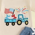 thumbnail image 5 of HCNTES Infant Baby Boy 4th of July Outfit 6 12 18 24 Months 2T 3T 4T USA Car Print Short Sleeve Top And Waist Shorts Boys Patriotic Outfit Set, 5 of 5