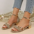 thumbnail image 3 of Women's Sequin Dress Sandals for Ladies Bride Wedding Bling Metallic Gold Low Heels Dressy Summer Shoes, 3 of 7