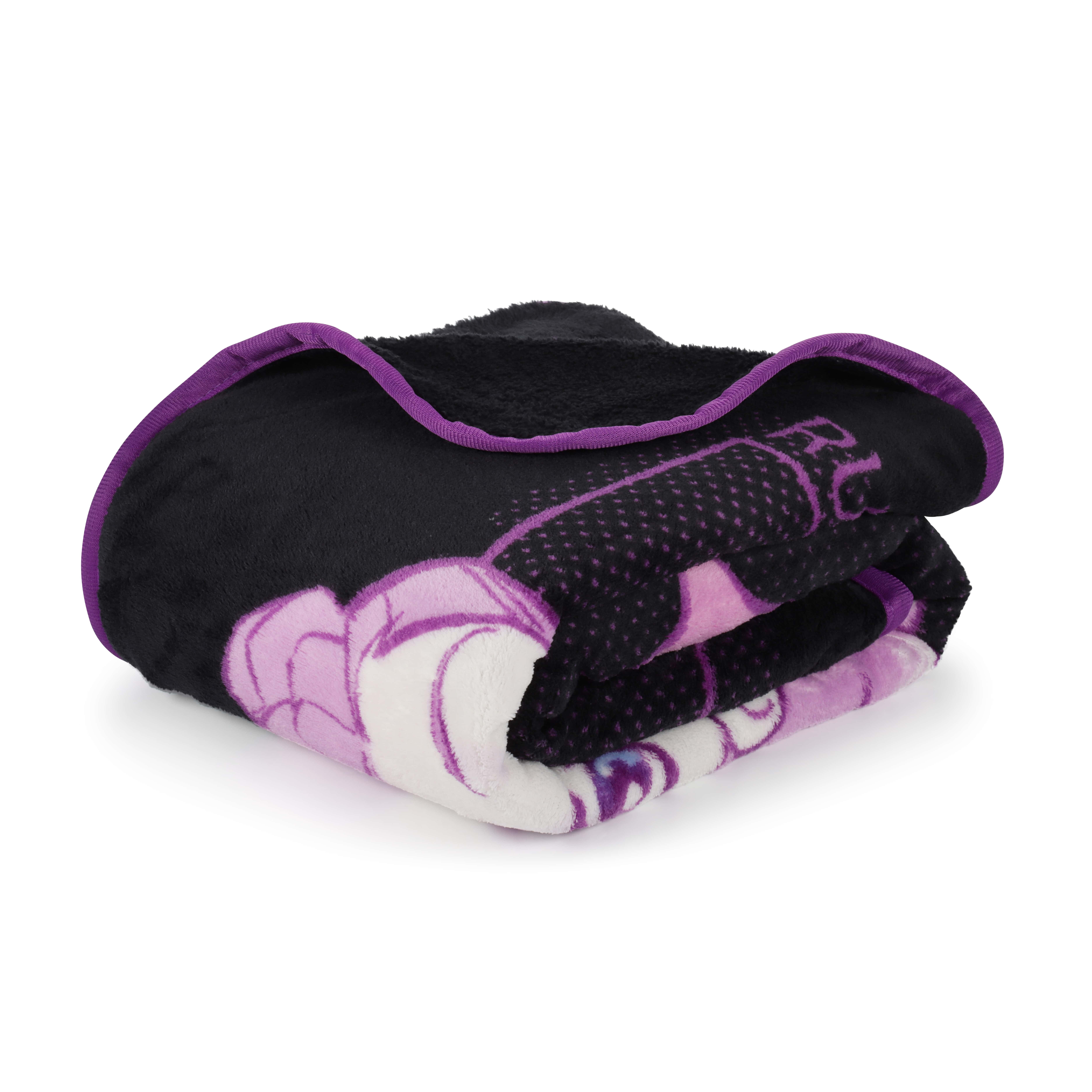 KPOP Demon Hunters Huntrix Pop Stars Kids Throw Blanket, Black & Purple, Twin/Full Size 46"x 60"