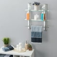 thumbnail image 6 of 2 Tier Adjustable Glass Shelf with Aluminum Frame and Towel Bar, 6 of 7