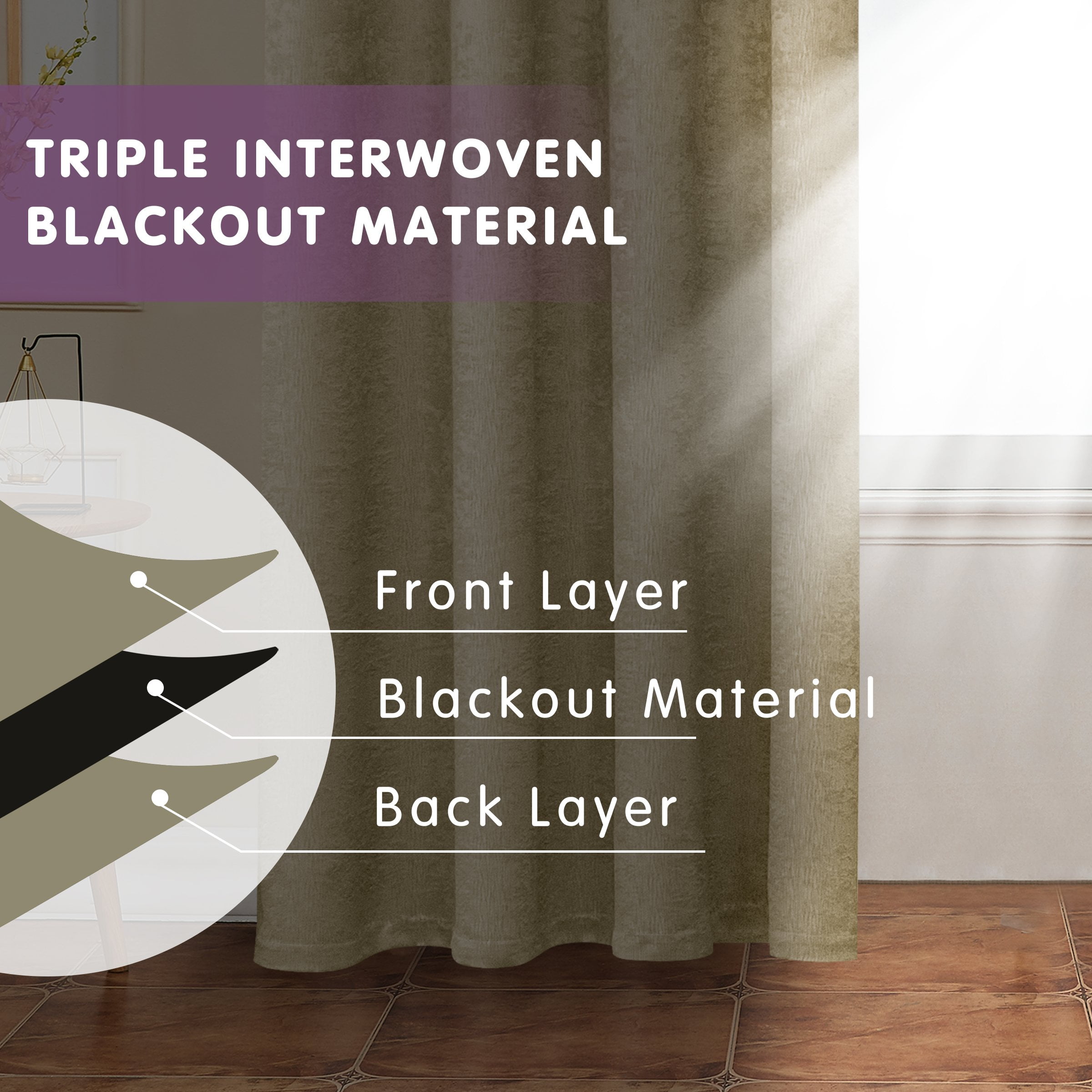 Subrtex Blackout Curtains 2 Panels Room Darkening Grommet Drapes, Beige, 52"x 63"