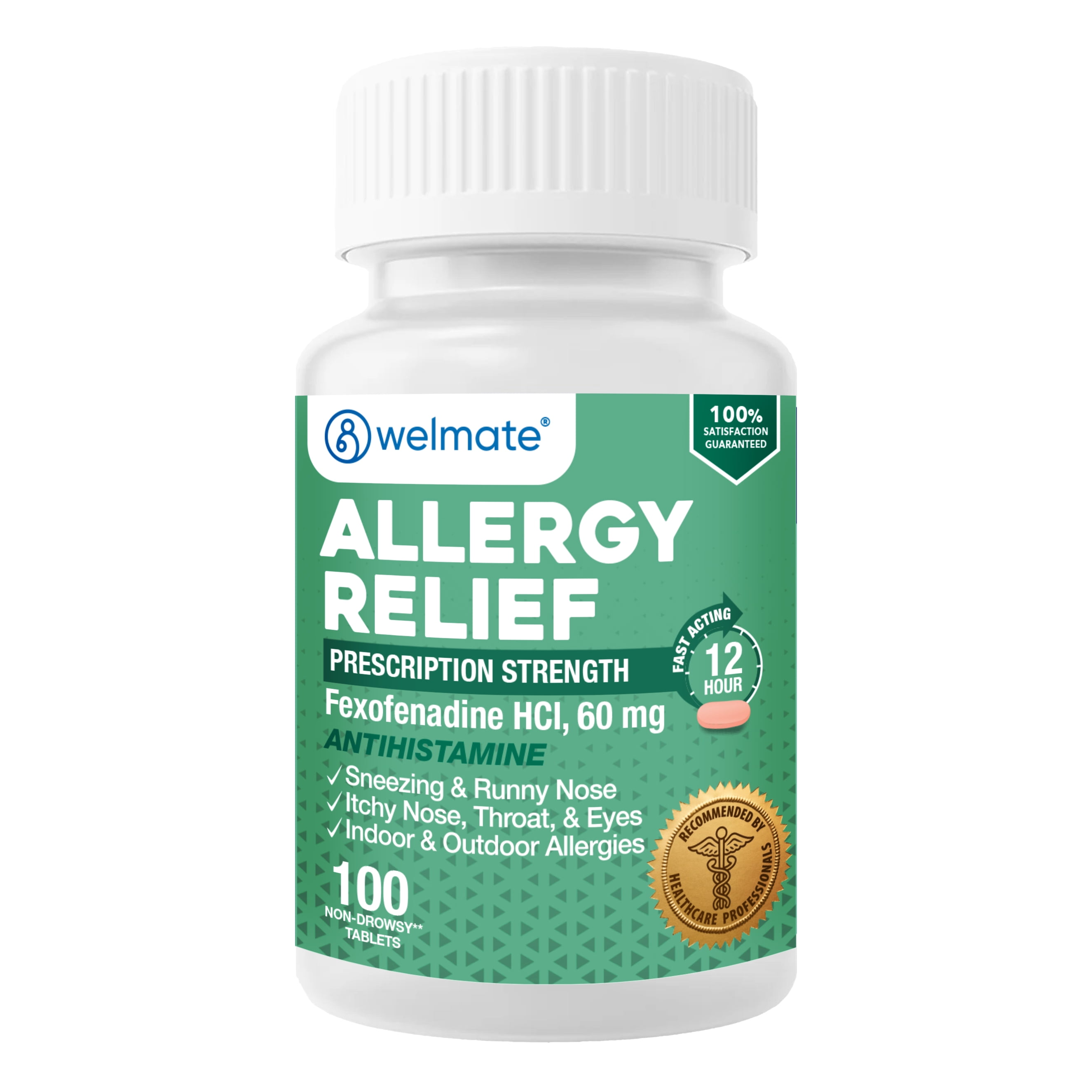 WELMATE Antihistamine Allergy Medicine - Fexofenadine Hydrochloride 60mg- 100 Tablets