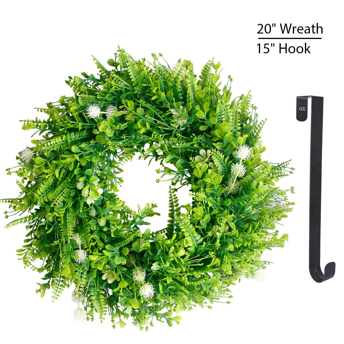 Tropica Blue Leaves Wreath Sign for Front Door Artificial Green Plants with Elegant Bow Hanging Round Well Pediments Halloween Thanksgiving Harvest Farmhouse Porch Wall Decorations